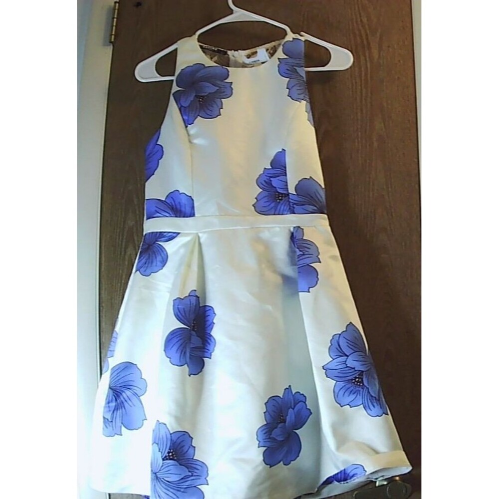 Nadine Milan Italy blue poppy lace back dress XS/S open back floral print